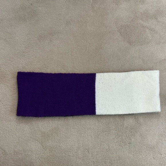 Navy Blue, Purple, and White Knit Infinity Scarf - Picture 2 of 5